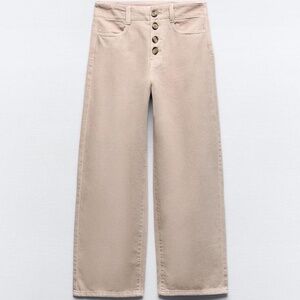 Zara High Waist Exposed Button Culote Jeans size 2